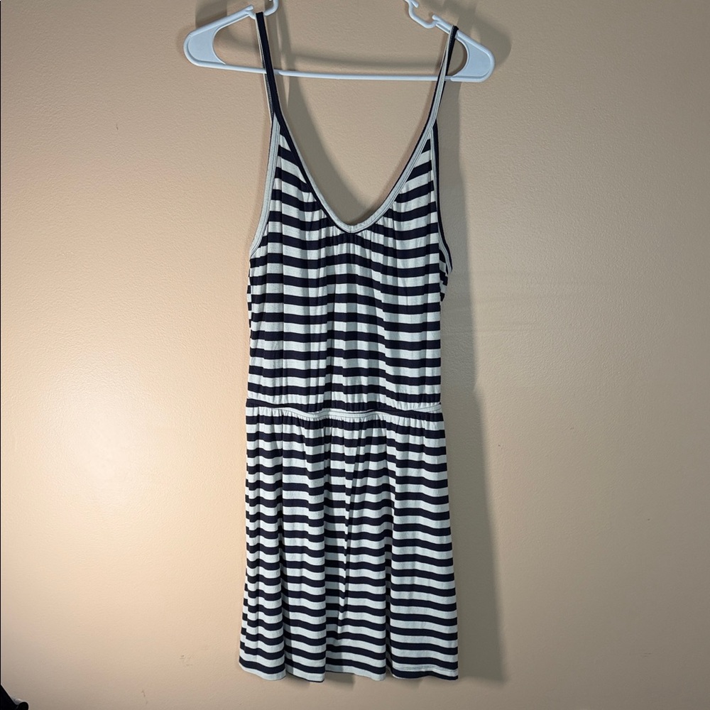 Charlotte Russe Navy and White Striped Spaghetti Strap Midi Dress